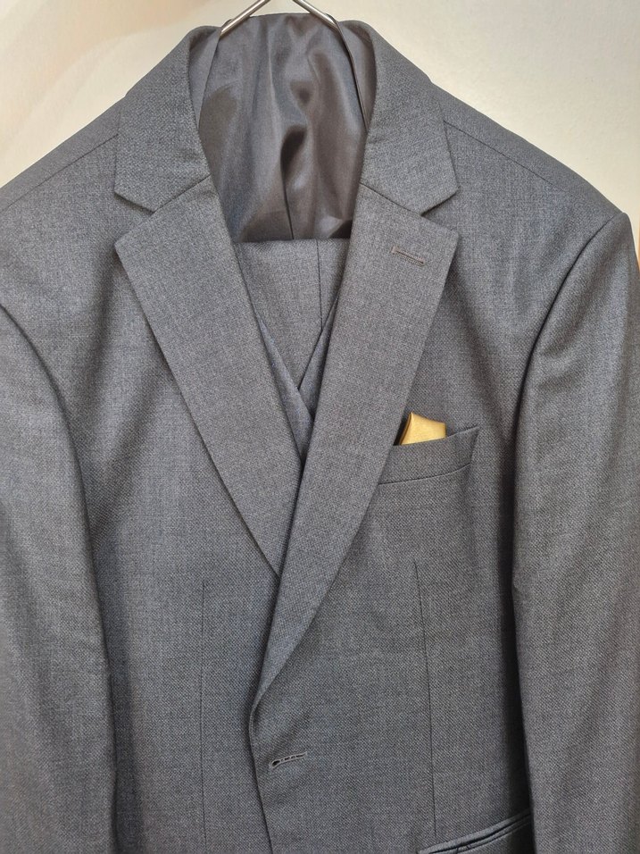 Erkek Gri Düğmeli Ofis Takım Elbise - Görsel 2