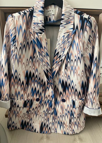 Kadın Çok Renkli Tie-Dye Desenli Midi Blazer