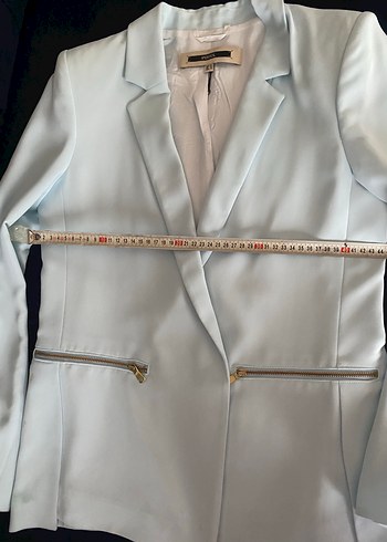 Düz Kesim Midi Mavi Kadın Blazer Ceket pantolon takım - Görsel 3