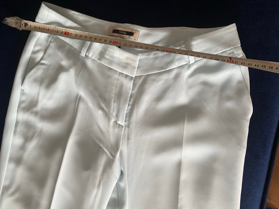 Düz Kesim Midi Mavi Kadın Blazer Ceket pantolon takım - Görsel 5