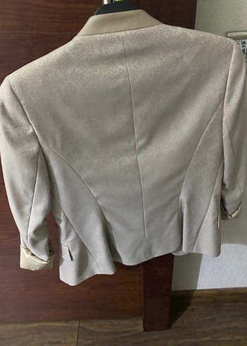 Bej Kadın Düğmeli Blazer Ceket - Görsel 3