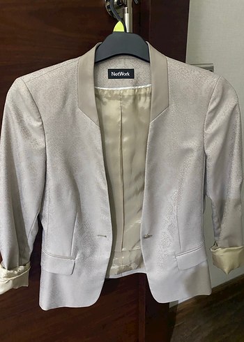 Bej Kadın Düğmeli Blazer Ceket - Görsel 4