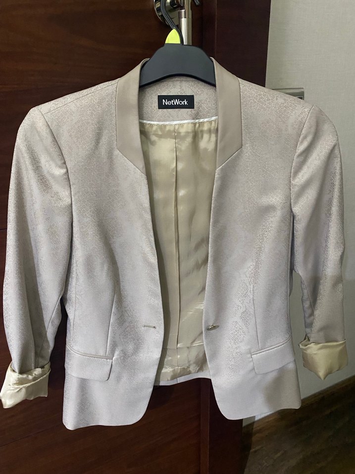 Bej Kadın Düğmeli Blazer Ceket - Görsel 4