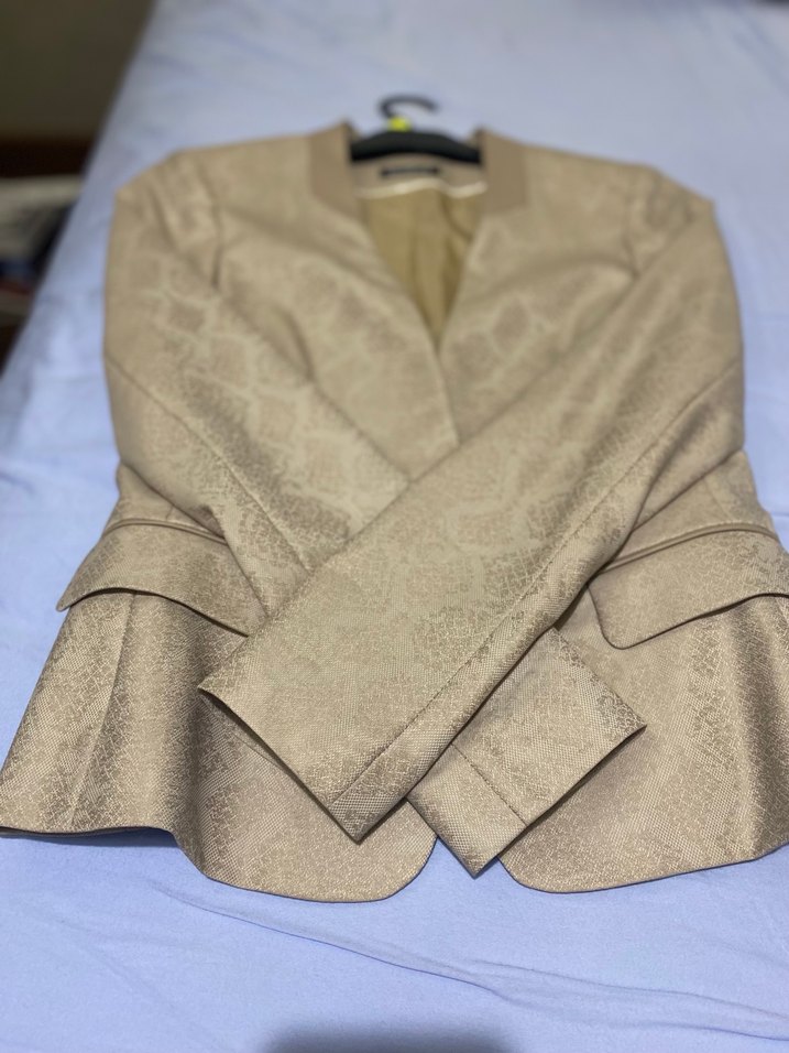 Bej Kadın Düğmeli Blazer Ceket - Görsel 2