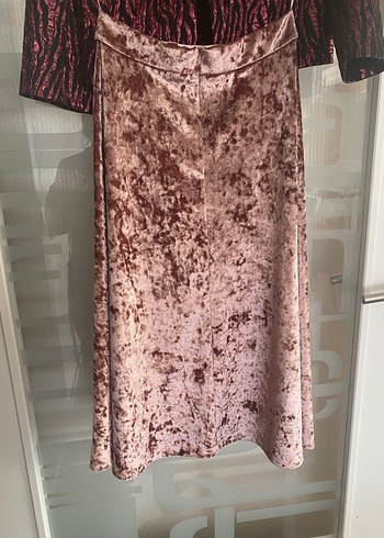 Pudra  Kadın Uzun parlak kadife  Etek Mert Aslan Night Zoom - Görsel 3