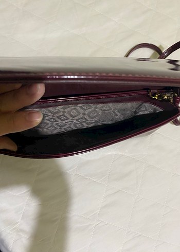 Bordo rugan Kadın clutch Çanta - Görsel 2