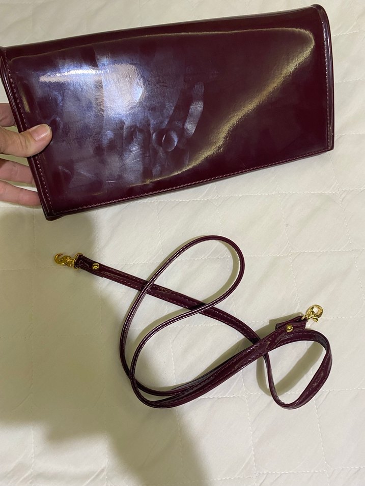 Bordo rugan Kadın clutch Çanta - Görsel 3