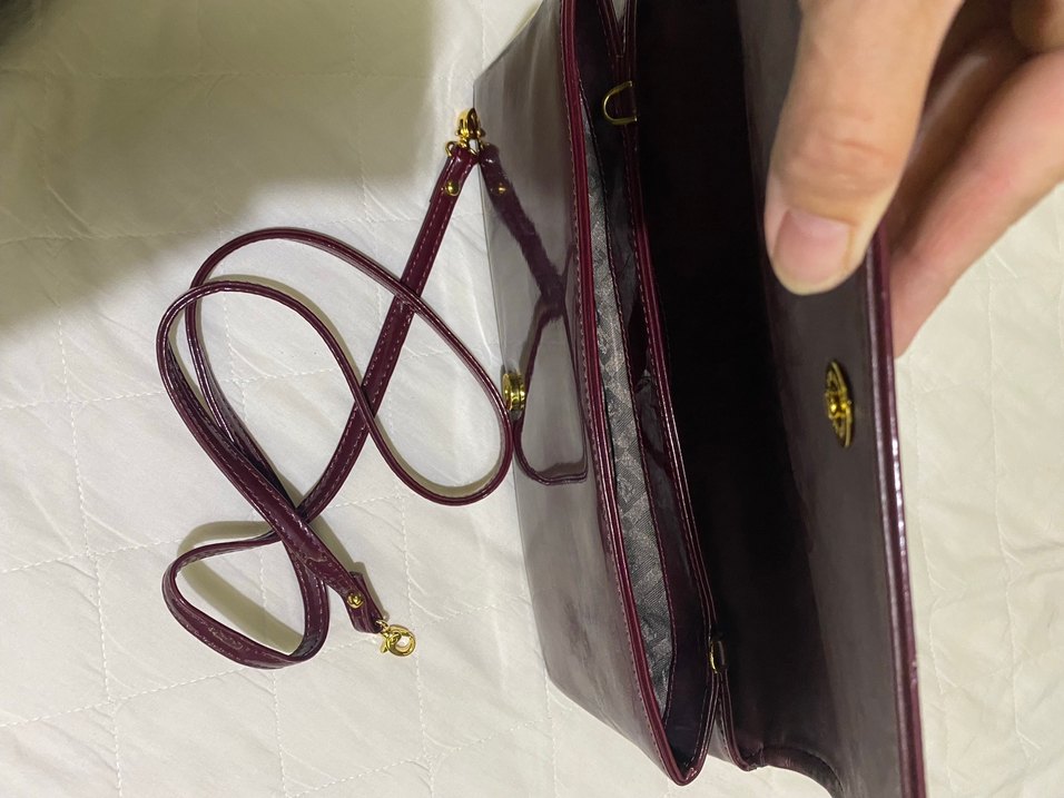 Bordo rugan Kadın clutch Çanta - Görsel 4