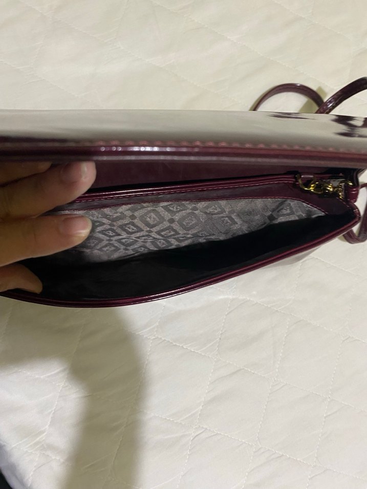 Bordo rugan Kadın clutch Çanta - Görsel 2