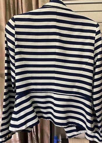 Mango Çizgili Lacivert Kadın Blazer - Görsel 2