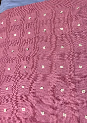 Pembe Parlak Örgü Çocuk Battaniyesi - Görsel 2