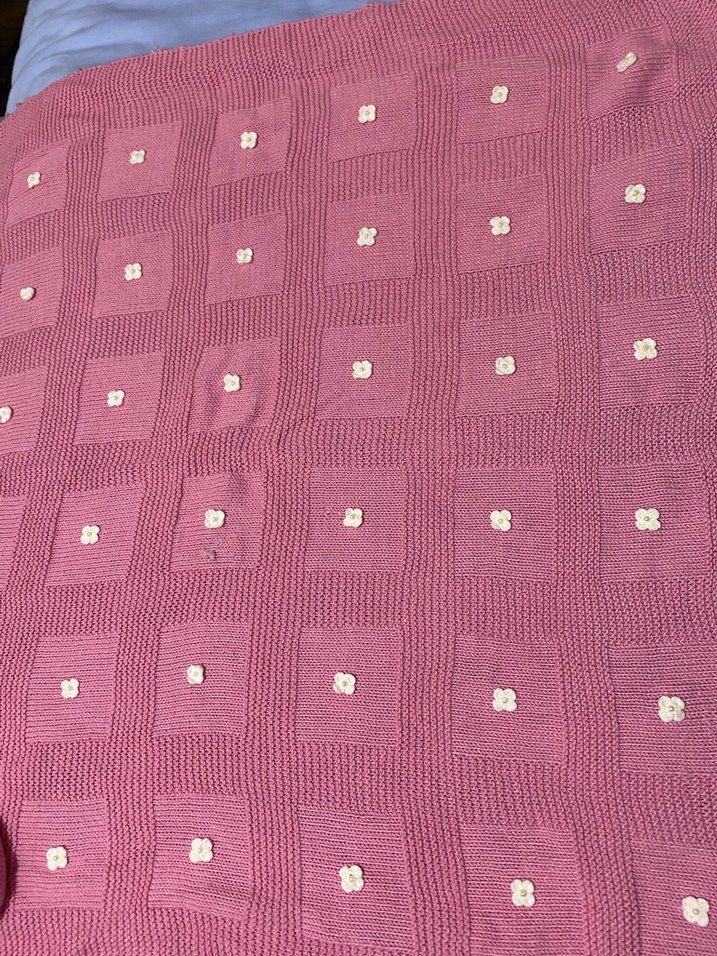 Pembe Parlak Örgü Çocuk Battaniyesi - Görsel 2