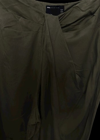 Kadın Haki Salaş Uzun Kumaş Pantolon - Görsel 2