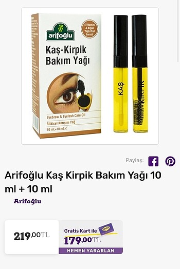Beden Arifoğlu Kaş kirpik saç argan bakım yağı seti