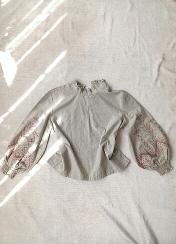 Diğer Etnik Vintage Bohem Retro Oversize Bluz