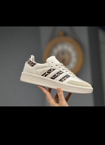 Adidas samba bej leopar bayan spor ayakkabı 