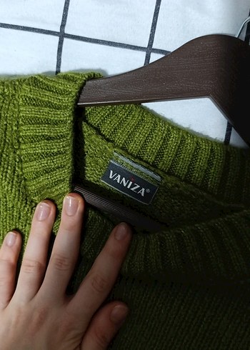 Örgü Kadın Yeşil Bisiklet Yaka Kazak - Görsel 3