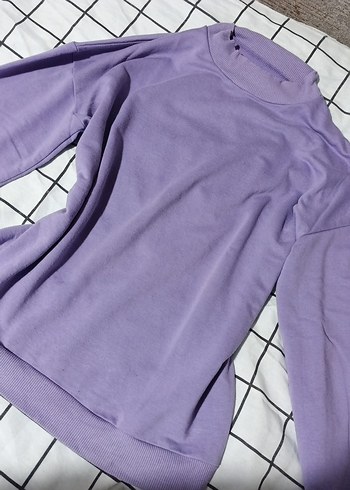 Mor Boğazlı Kadın Sweatshirt - Görsel 2