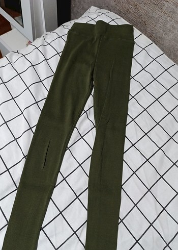 Haki Kadın Normal Boy Tayt - Görsel 3