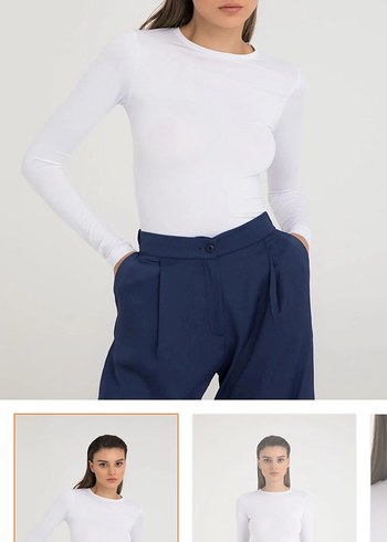 Beyaz Uzun Kollu Regular Fit Tişört