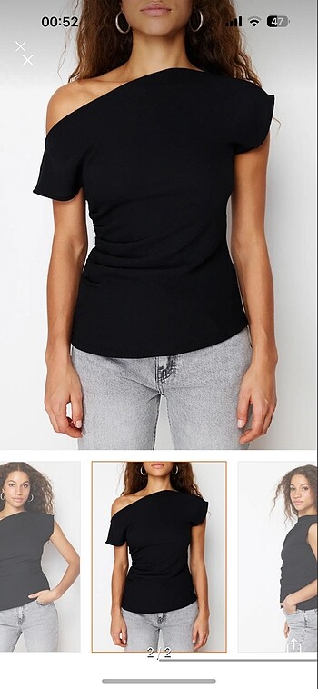 Trendyol & Milla Siyah Kayık Yaka Fitted Dokuma Bluz