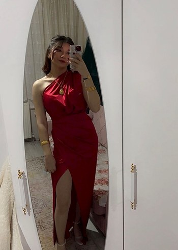 Bordo Drapeli Uzun Abiye Elbise - Görsel 3