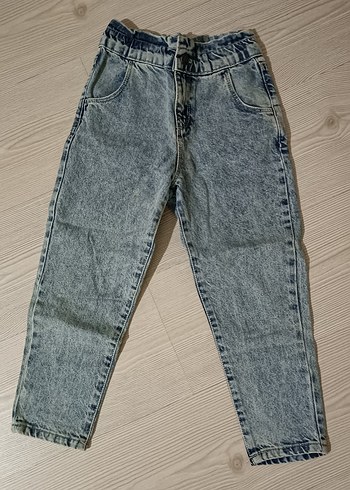 Gri Düğmeli Kız Kot Pantolon