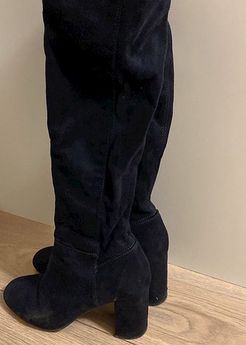Kadın Lacivert Süet  Dizüstü Çizme - Görsel 3