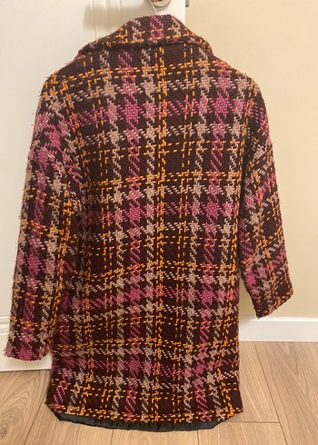 Tüvit Desenli Midi Kadın Yün Kaban - Görsel 3