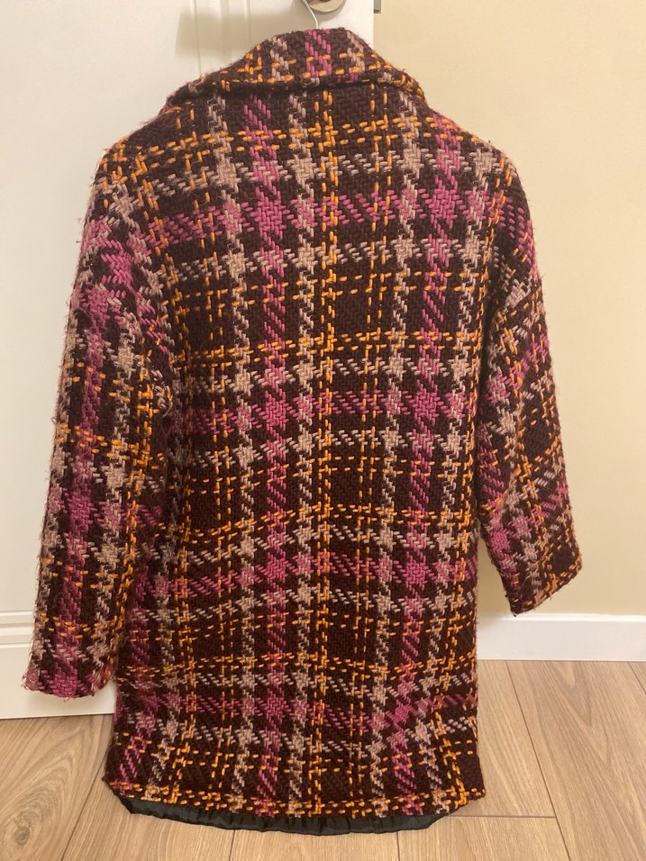 Tüvit Desenli Midi Kadın Yün Kaban - Görsel 3