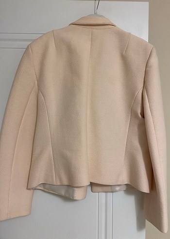 Bej Kadın Blazer Ceket Siyah Yaka Detaylı - Görsel 2