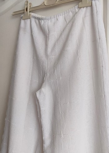 Kadın Beyaz Keten Midi Pantolon - Görsel 3