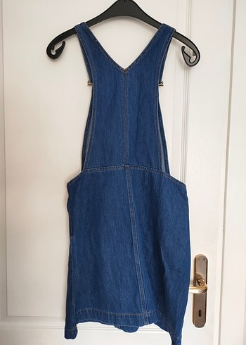 Lacivert Denim Askılı Elbise jile - Görsel 2