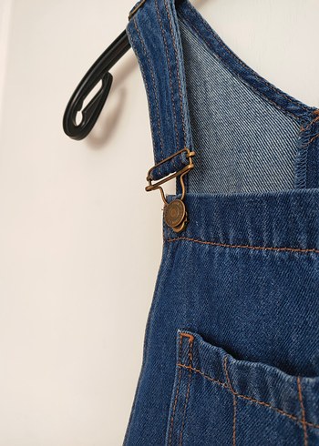 Lacivert Denim Askılı Elbise jile - Görsel 3