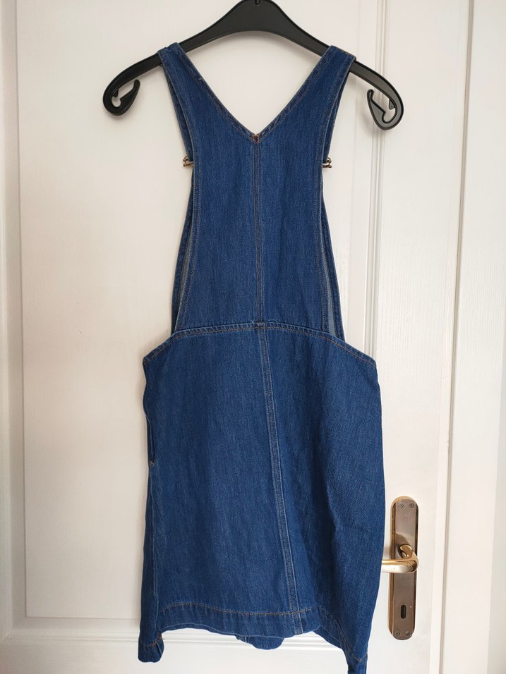 Lacivert Denim Askılı Elbise jile - Görsel 2