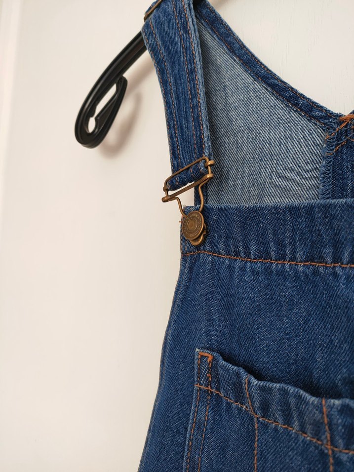 Lacivert Denim Askılı Elbise jile - Görsel 3