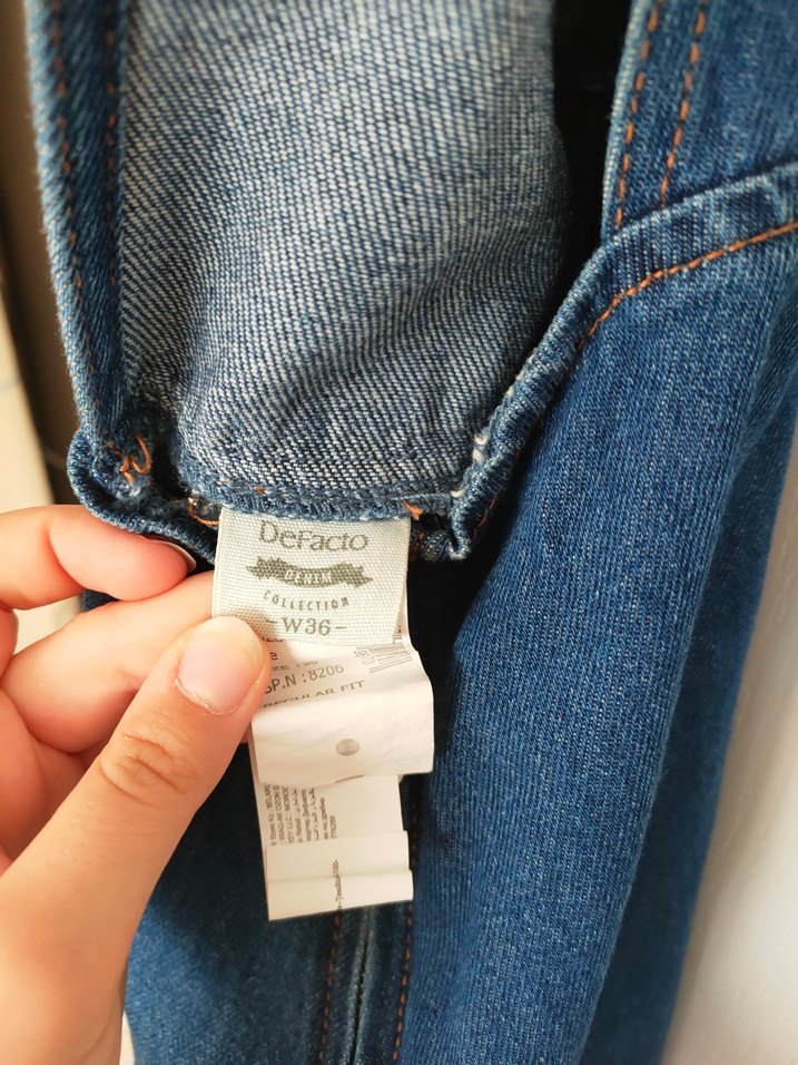 Lacivert Denim Askılı Elbise jile - Görsel 4