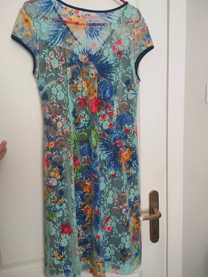 Kadın Elbise Turkuaz Dantel Detaylı Bohem - Görsel 2