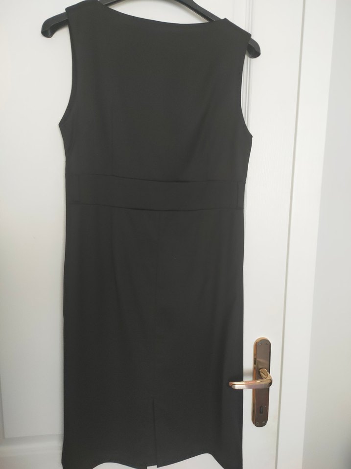 Kadın Siyah V Yaka Midi Elbise - Jile - Görsel 4