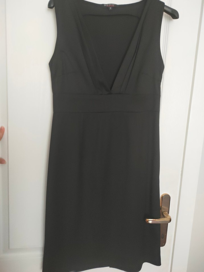 Kadın Siyah V Yaka Midi Elbise - Jile - Görsel 2