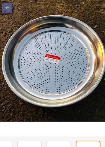 Delikli Parlak Bej Metal Tepsi - Görsel 2