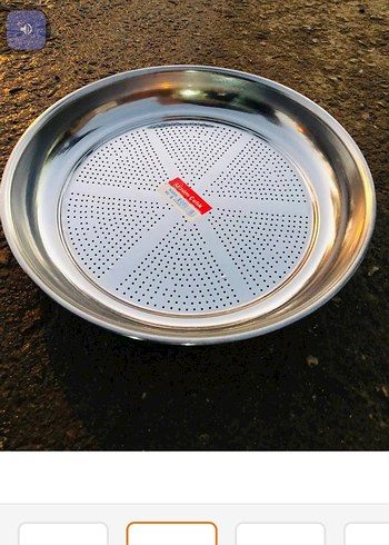 Delikli Parlak Bej Metal Tepsi - Görsel 4