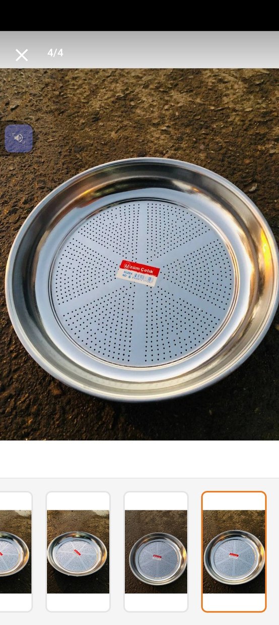 Delikli Parlak Bej Metal Tepsi - Görsel 2