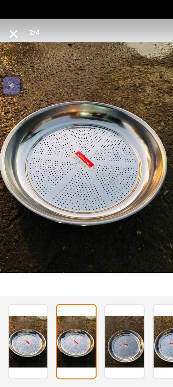 Delikli Parlak Bej Metal Tepsi - Görsel 4