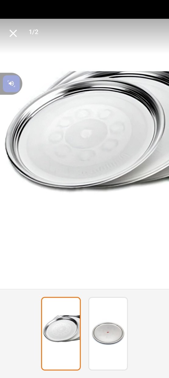 Gri Beyaz Metal Yuvarlak Tepsi - Görsel 2