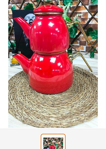American Vintage Kırmızı Çaydanlık Seti