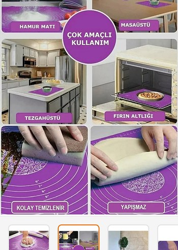 Mor Baskılı Hamur Açma Matı 65x45 cm