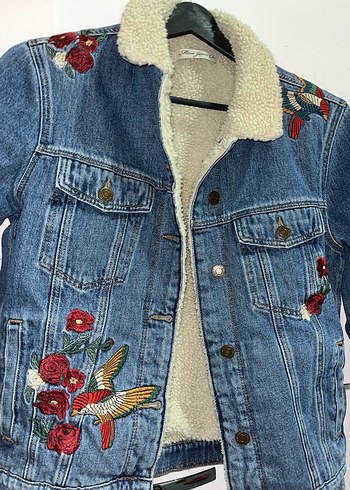 Nakışlı Kadın Kot Ceket - Görsel 2