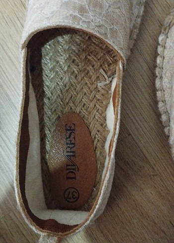 Bej Dantel Detaylı Kadın Dolgu Topuk Espadril - Görsel 5