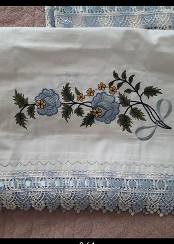 Nakışlı Nevresim takım Sfır Kullanılmamş 2yastık 1yorgan 1çarşaf - Görsel 3